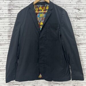 MARVEL x Five Four Iron Man Jacket Mens M Black Blazer Avengers Graphic Lining